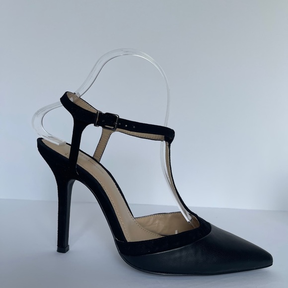 BCBGENERATION BLACK LEATHER STILETTO SHOES - Picture 6 of 12